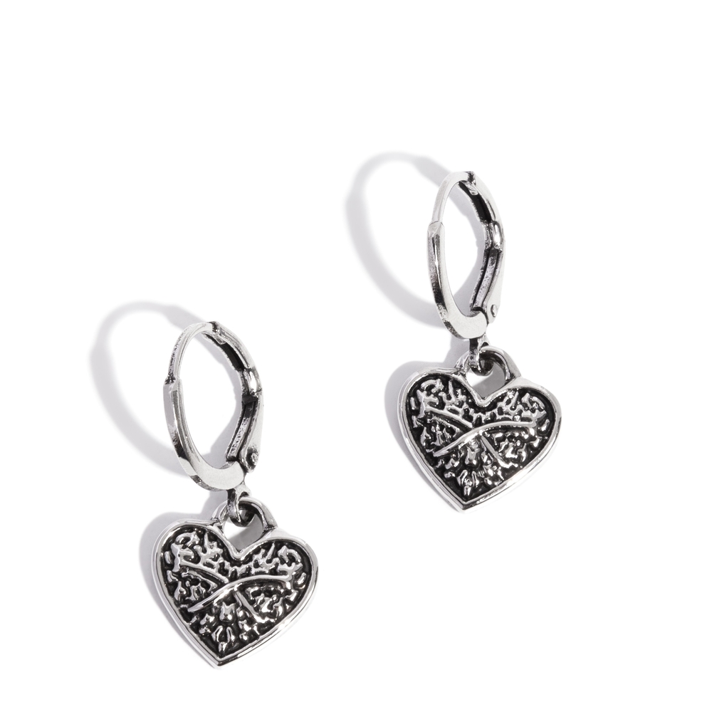 Paparazzi Silver Heart Earrings Enduring Effort Hoop Dangling Fasion Jewelry